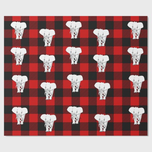 White Elephant Gift Exchange Buffalo Plaid Cadeaupapier (Vlak)