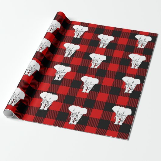 White Elephant Gift Exchange Buffalo Plaid Cadeaupapier (Uitgerold)