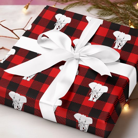 White Elephant Gift Exchange Buffalo Plaid Cadeaupapier