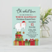 White Elephant Gift Exchange Holiday Invitation Kaart (Staand voorkant)