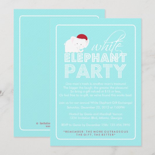 White Elephant Gift Exchange Holiday Party Kaart (Voorkant / Achterkant)