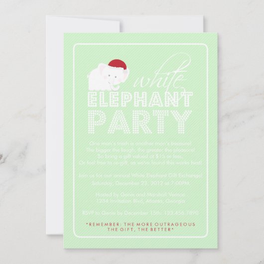 White Elephant Gift Exchange Holiday Party Kaart (Voorkant)