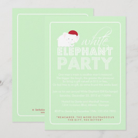 White Elephant Gift Exchange Holiday Party Kaart (Voorkant / Achterkant)