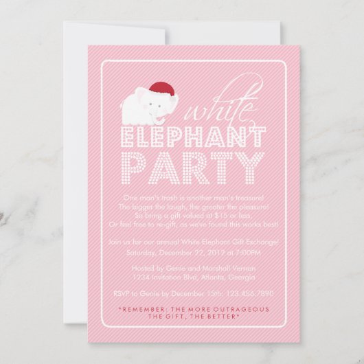 White Elephant Gift Exchange Holiday Party Kaart (Voorkant)