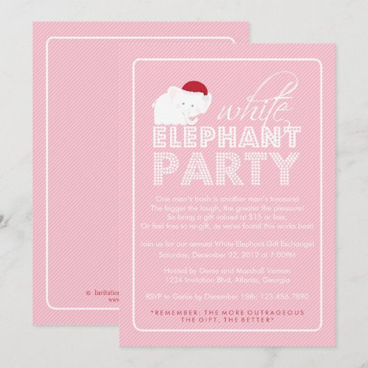 White Elephant Gift Exchange Holiday Party Kaart (Voorkant / Achterkant)