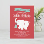 White Elephant Gift Exchange Holiday Party nodigt  Kaart (Staand voorkant)