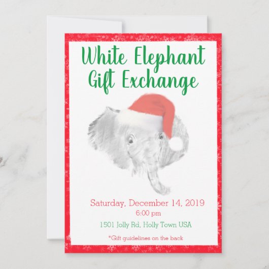 White Elephant Gift Exchange Invitation Aankondiging (Voorkant)