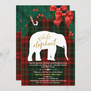 White Elephant Gift Exchange Invitation Kaart