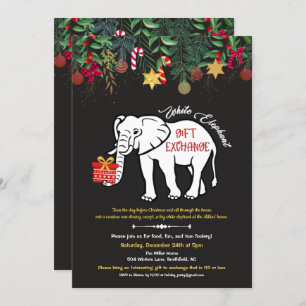 White Elephant Gift Exchange Invitation Kaart