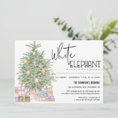 White Elephant Gift Exchange Kerstparty Kaart (Staand voorkant)