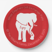 White Elephant Gift Exchange Kerstparty Papieren Bordje (Voorkant)