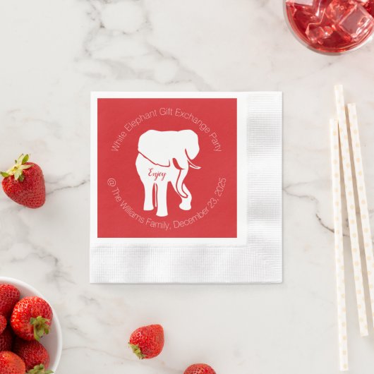 White Elephant Gift Exchange Kerstparty Servet (Insitu)