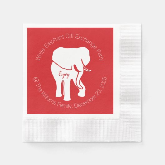 White Elephant Gift Exchange Kerstparty Servet (Voorkant)