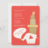 White Elephant Gift Exchange Moderne Holiday Party Kaart (Voorkant)