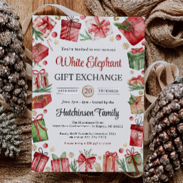 White Elephant Gift Exchange Party Invitation Kaart
