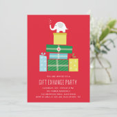 White elephant gift exchange Party Invite_Berry Kaart (Staand voorkant)