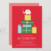 White elephant gift exchange Party Invite_Berry Kaart (Voorkant / Achterkant)