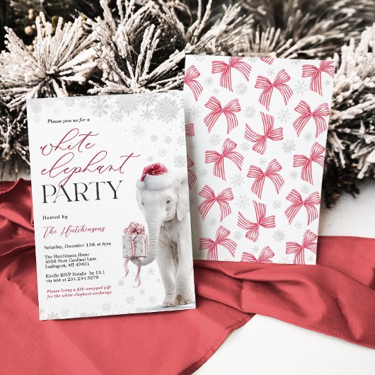 White Elephant Gift Exchange Party Invite Kaart