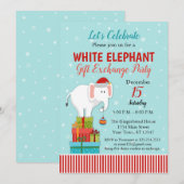 White Elephant Gift Exchange Vakantie Uitnodiging (Voorkant / Achterkant)