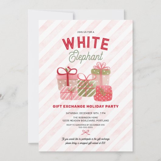 White Elephant Holiday Gift Exchange Party Kaart (Voorkant)