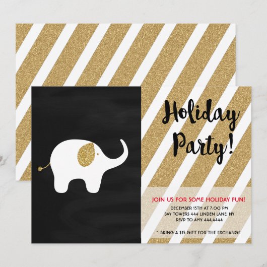 White Elephant Holiday Kerstmis Exchange Kaart (Voorkant / Achterkant)