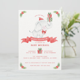 White Elephant-kerstBaby shower Kaart