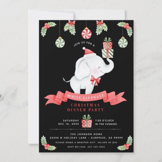 White Elephant-kerstcadeauuitwisseling Kaart (Voorkant)