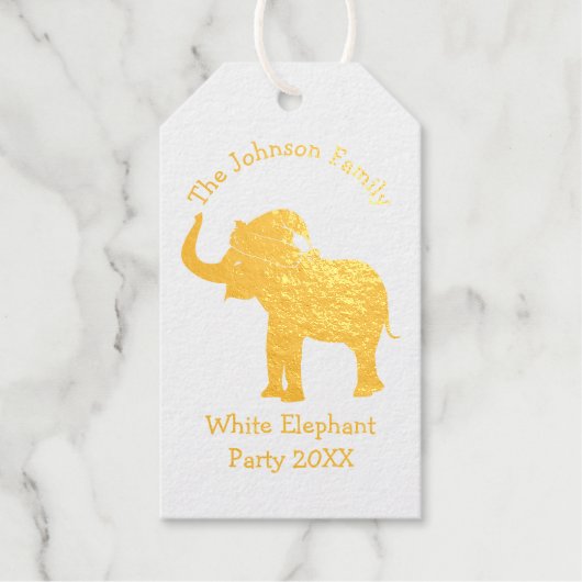 White Elephant-kerstfeestartikel - Eigen cadeau Cadeaulabels (Voorkant)