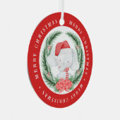 White Elephant Kerstmis Metalen Ornament (Voorkant Rechts)