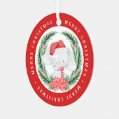 White Elephant Kerstmis Metalen Ornament (Voorkant links)