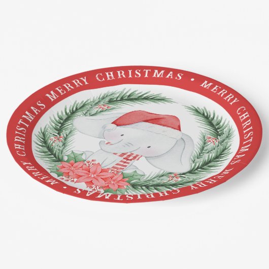 White Elephant Kerstmis Papieren Bordje (Gekanteld)