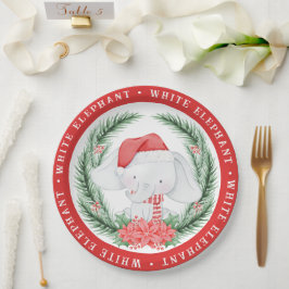 White Elephant Kerstmis Papieren Bordje