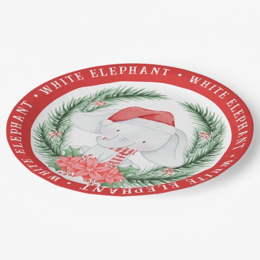 White Elephant Kerstmis Papieren Bordje (Gekanteld)