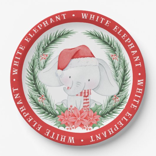 White Elephant Kerstmis Papieren Bordje (Voorkant)