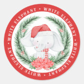 White Elephant Kerstmis Ronde Sticker (Voorkant)