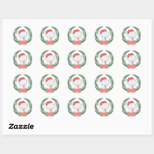 White Elephant Kerstmis Ronde Sticker (Vel)