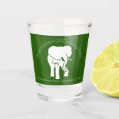 White Elephant on Green Background Custom Text Shot Glas (Voorkant)