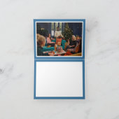 White Elephant Party Christmas (Blauw) Dank u Kaart (Binnen)