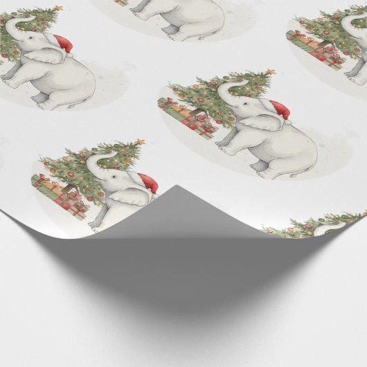 White Elephant Party Christmas Wrapping Paper Cadeaupapier (Hoek)