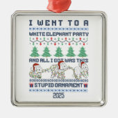 White Elephant Party Custom Gift Funny Metalen Ornament (Voorkant)