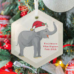 White Elephant Party Favor Persoonlijke Kerstmis Glas Ornament<br><div class="desc">Vakantiesdieren zijn mijn favoriete deel van Kerstmis. Een mooie olifant die een rode kerstman draagt en er gelukkig uitziet. Dit vult me met de kerstsfeer.</div>