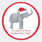 White Elephant Party - Gepersonaliseerde kerstcade Ronde Sticker (Voorkant)