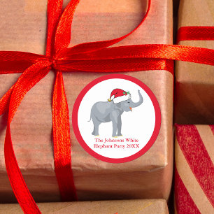 White Elephant Party - Gepersonaliseerde kerstcade Ronde Sticker