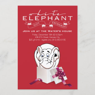 White Elephant Party Invitation   Aangepaste kleur Kaart
