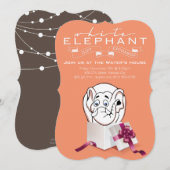 White Elephant Party Invitation | Aangepaste kleur Kaart (Voorkant / Achterkant)