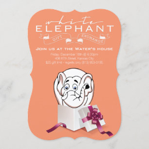 White Elephant Party Invitation   Aangepaste kleur Kaart