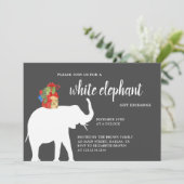 White Elephant Party Invitation, Gift Exchange Kaart (Staand voorkant)