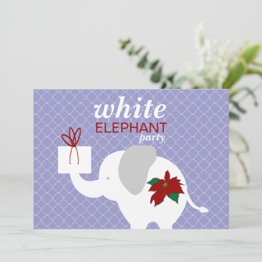 White Elephant Party Invitation Kaart (Staand voorkant)