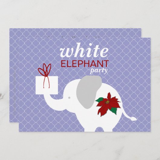 White Elephant Party Invitation Kaart (Voorkant / Achterkant)