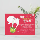 White Elephant Party Invitation | Roze rood Kaart (Staand voorkant)